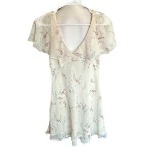 Vtg Girl Dress Sz 6 Floral Yellow Flutter Sleeves Fairy Lightfairy Romanticfairy